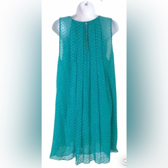 Sachin + Babi Dress Blue and Green Speckle Dot Sheer Swing Sz 4 Anthropologie - Picture 4 of 10